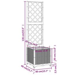 Berkfield Home Garden Planter with Trellis Light Grey 40x40x136 cm PP - Size: 40 x 40 x 136 cm - thumbnail 8