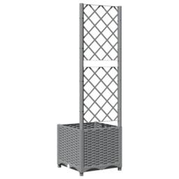 Berkfield Home Garden Planter with Trellis Light Grey 40x40x136 cm PP - Size: 40 x 40 x 136 cm - thumbnail 6