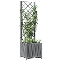 Berkfield Home Garden Planter with Trellis Light Grey 40x40x136 cm PP - Size: 40 x 40 x 136 cm - thumbnail 1
