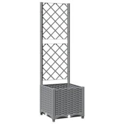 Berkfield Home Garden Planter with Trellis Light Grey 40x40x136 cm PP - Size: 40 x 40 x 136 cm - thumbnail 3