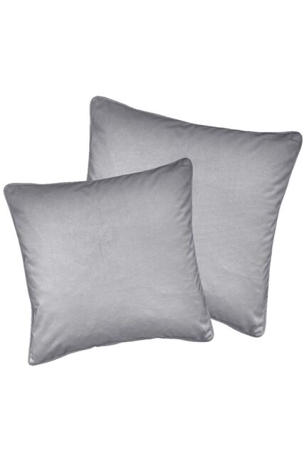 Enhanced Living Pair of Soft Velvet Double Sided Zip Opening Piped Edge Cushion Covers - Cases Only in Grey - Size: 55 cm x 55 cm - image 1