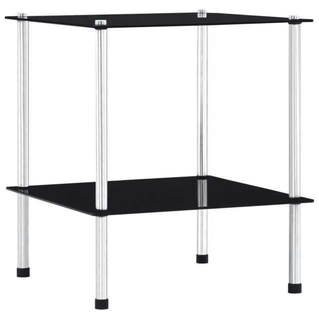 Berkfield Home 2-Tier Shelf Black 40x40x47 cm Tempered Glass - Size: 40 x 40 x 47 cm - image 1