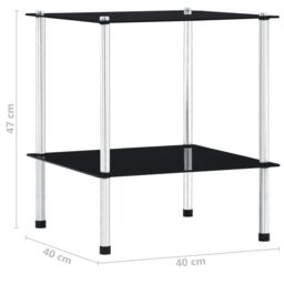 Berkfield Home 2-Tier Shelf Black 40x40x47 cm Tempered Glass - Size: 40 x 40 x 47 cm - thumbnail 5