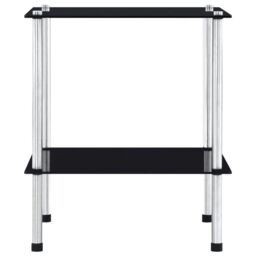Berkfield Home 2-Tier Shelf Black 40x40x47 cm Tempered Glass - Size: 40 x 40 x 47 cm - thumbnail 2