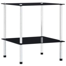 Berkfield Home 2-Tier Shelf Black 40x40x47 cm Tempered Glass - Size: 40 x 40 x 47 cm