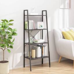 Berkfield Home Practical 4-Tier Standing Shelf Black 56x35x140 cm - Size: 56 x 35 x 140 cm - thumbnail 2