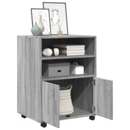 Berkfield Home Rolling Cabinet Grey Sonoma 60x48x81 cm Engineered Wood - Size: 60 x 48 x 81 cm - thumbnail 3
