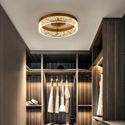 Garwarm Circular LED Ceiling Light, 20W Flush Mount Kitchen Lighting, Round Ceiling Lamp Lights for Hallway Dining Room, Gold, 25.59cm in Gold - thumbnail 3