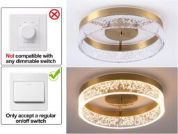 Garwarm Circular LED Ceiling Light, 20W Flush Mount Kitchen Lighting, Round Ceiling Lamp Lights for Hallway Dining Room, Gold, 25.59cm in Gold - thumbnail 5