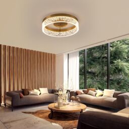 Garwarm Circular LED Ceiling Light, 20W Flush Mount Kitchen Lighting, Round Ceiling Lamp Lights for Hallway Dining Room, Gold, 25.59cm in Gold - thumbnail 6
