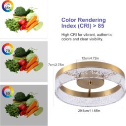 Garwarm Circular LED Ceiling Light, 20W Flush Mount Kitchen Lighting, Round Ceiling Lamp Lights for Hallway Dining Room, Gold, 25.59cm in Gold - thumbnail 7