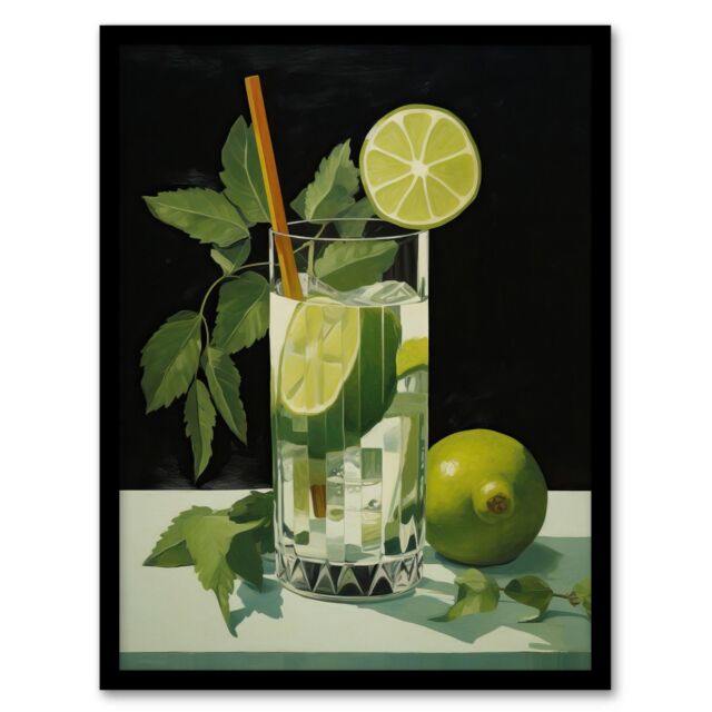 Wee Blue Coo Wall Art Print Virgin Mojito Cocktail Green Kitchen Living Room Framed - Size: A4 - image 1