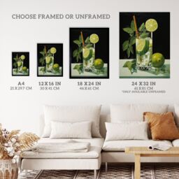 Wee Blue Coo Wall Art Print Virgin Mojito Cocktail Green Kitchen Living Room Framed - Size: A4 - thumbnail 3
