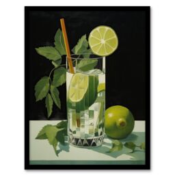 Wee Blue Coo Wall Art Print Virgin Mojito Cocktail Green Kitchen Living Room Framed - Size: A4 - thumbnail 1