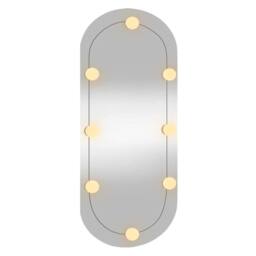 Berkfield Home Wall Mirror with LED Lights 35x80 cm Glass Oval in Silver - thumbnail 4