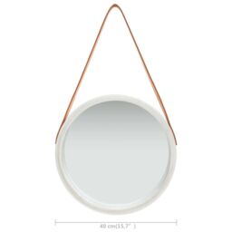Berkfield Home Wall Mirror with Strap 40 cm Silver - thumbnail 6