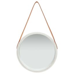 Berkfield Home Wall Mirror with Strap 40 cm Silver - thumbnail 2