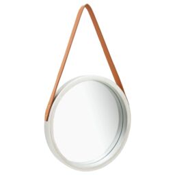 Berkfield Home Wall Mirror with Strap 40 cm Silver - thumbnail 1
