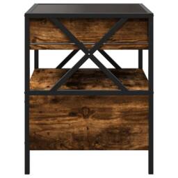 Berkfield Home Decorative Bedside Table with Infinity LED Smoked Oak 40x40x51 cm in Brown - Size: 40 x 40 x 51 cm - thumbnail 7
