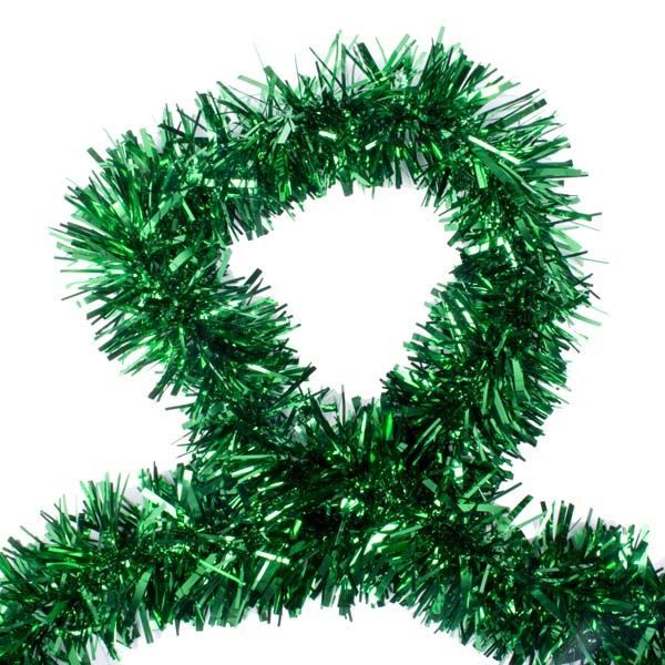 Shatchi 1.8m Luxury Deluxe Chunky Christmas Tinsel Garland Xmas Tree Decorations in Green - image 1
