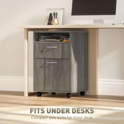 HOMCOM 60cm Filing Cabinet with Drawers & Open Shelf, Grey - thumbnail 6