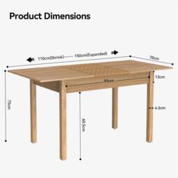 Havendro Extendable Dining Table Modern Large Kitchen Table in Natural - thumbnail 2