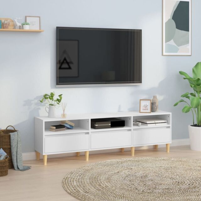 Berkfield Home TV Cabinet White 150x30x44.5 cm Engineered Wood - image 1