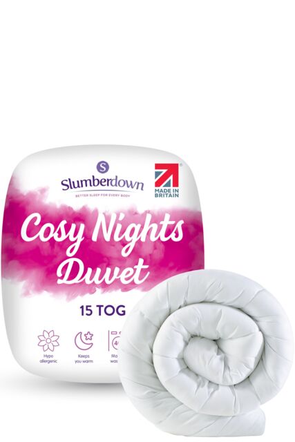 Slumberdown Cosy Nights 15 Tog Winter Duvet in White - Size: Super King - image 1
