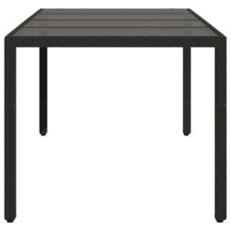 Berkfield Home Garden Table with Glass Top Black 190x90x75 cm Poly Rattan - Size: 190 x 90 x 75 cm - thumbnail 5