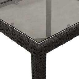 Berkfield Home Garden Table with Glass Top Black 190x90x75 cm Poly Rattan - Size: 190 x 90 x 75 cm - thumbnail 8