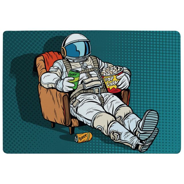Benjamin Tate Design Loneliness In Space. Pop Art Retro Designer Rug in Natural - Size: Large - image 1