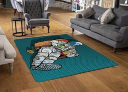 Benjamin Tate Design Loneliness In Space. Pop Art Retro Designer Rug in Natural - Size: Large - thumbnail 2