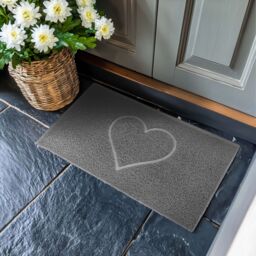Nicoman Embossed PVC Spaghetti Pressed Heart Doormat in Grey - Size: 90 cm x 60 cm - thumbnail 1