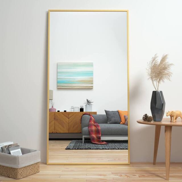 CASSILANDO Full Length Mirror/Standing Wall Mirror with Aluminum Alloy Frame in Gold - Size: 165 cm x 60 cm x 1.4 cm - image 1