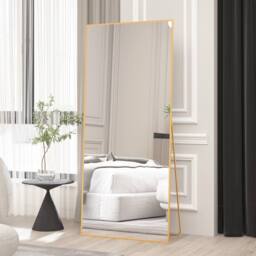 CASSILANDO Full Length Mirror/Standing Wall Mirror with Aluminum Alloy Frame in Gold - Size: 165 cm x 60 cm x 1.4 cm - thumbnail 7