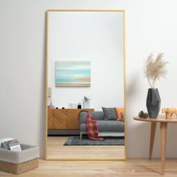 CASSILANDO Full Length Mirror/Standing Wall Mirror with Aluminum Alloy Frame in Gold - Size: 165 cm x 60 cm x 1.4 cm - thumbnail 1