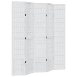 Berkfield Home Room Divider 5 Panels White Solid Wood Paulownia - thumbnail 3