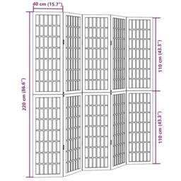 Berkfield Home Room Divider 5 Panels White Solid Wood Paulownia - thumbnail 8