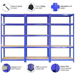 Monstershop Monster Racking T-Rax Heavy Duty Shelving Units, Blue, 75cm W, 30cm D in Blue - thumbnail 5