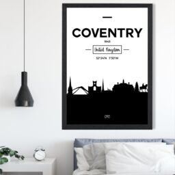 ARTZE Coventry Black & White City Skyline Framed Print SIZE: A2 with Black Frame - Size: A4 - thumbnail 2