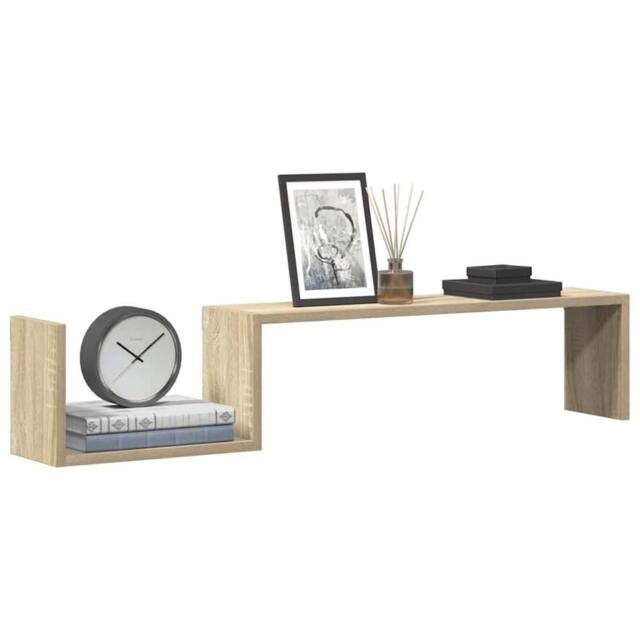 Berkfield Home Wall Shelf 2 pcs Sonoma Oak 100x15x20 cm Engineered Wood in Light Oak - Size: 100 x 15 x 20 cm - image 1