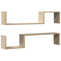 Berkfield Home Wall Shelf 2 pcs Sonoma Oak 100x15x20 cm Engineered Wood in Light Oak - Size: 100 x 15 x 20 cm - thumbnail 3