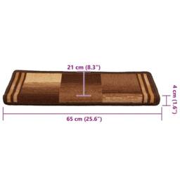 Berkfield Home Stair Mats Self-adhesive 5 pcs 65x21x4 cm Brown - Size: Medium - thumbnail 8