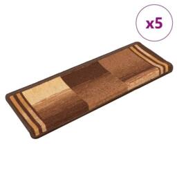 Berkfield Home Stair Mats Self-adhesive 5 pcs 65x21x4 cm Brown - Size: Medium - thumbnail 2