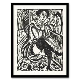 Artery8 Woman Tying Her Shoe Ernst Ludwig Kirchner Framed Wall Art Print in White - Size: A3 - thumbnail 1