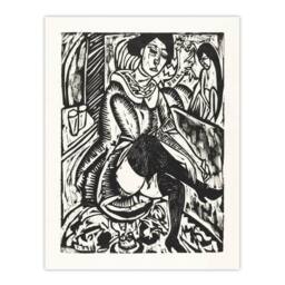 Artery8 Woman Tying Her Shoe Ernst Ludwig Kirchner Framed Wall Art Print in White - Size: A3 - thumbnail 3