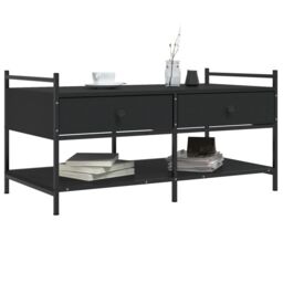 Berkfield Home Coffee Table Black 99x50x50 cm Engineered Wood - Size: 99 x 50 x 50 cm - thumbnail 3