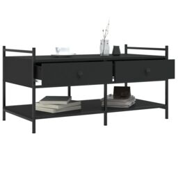 Berkfield Home Coffee Table Black 99x50x50 cm Engineered Wood - Size: 99 x 50 x 50 cm - thumbnail 4