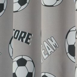 OHS Football Eyelet Curtain Panels Pair of Kids Ring Top Thermal Ready Made in Grey - Size: 168 cm width x 183 cm drop - thumbnail 3