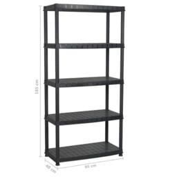 Berkfield Home Storage Shelf 5-Tier Black 85x40x185 cm Plastic - Size: 85 x 40 x 185 cm - thumbnail 7
